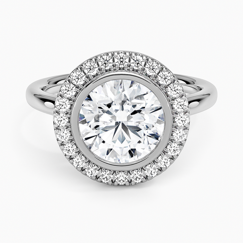 Bezel Halo Diamond Ring (1/4 ct. tw.) Platinum Round Engagement Ring
