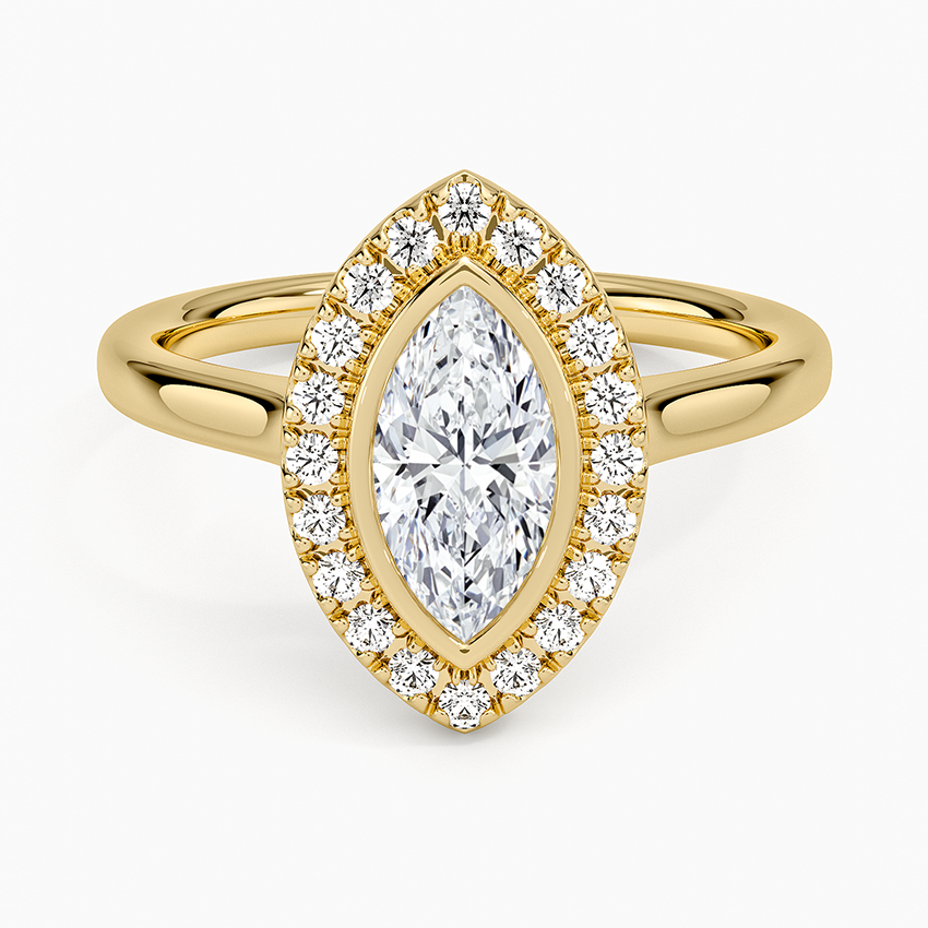 Bezel Halo Diamond Ring (1/4 ct. tw.) Yellow Gold 18k Marquise Engagement Ring