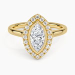 Bezel Halo Diamond Ring (1/4 ct. tw.) Yellow Gold 18k Marquise Engagement Ring