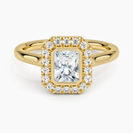 Bezel Halo Diamond Ring (1/4 ct. tw.) Yellow Gold 18k Radiant Engagement Ring