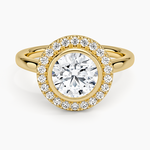 Bezel Halo Diamond Ring (1/4 ct. tw.) Yellow Gold 18k Round Engagement Ring