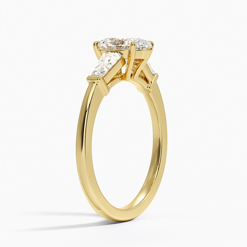 Symphony Tapered Baguette Three Stone Diamond Ring (1/2 ct. tw.) Yellow Gold 18k Oval Engagement Ring