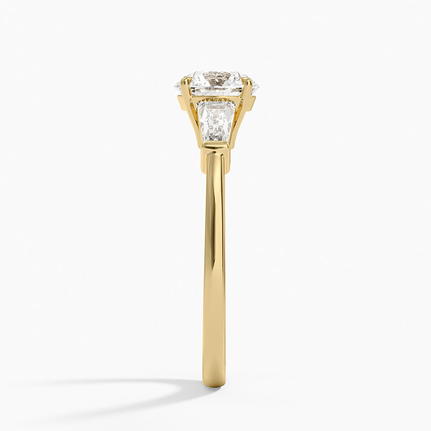 Symphony Tapered Baguette Three Stone Diamond Ring (1/2 ct. tw.) Yellow Gold 18k Round Engagement Ring