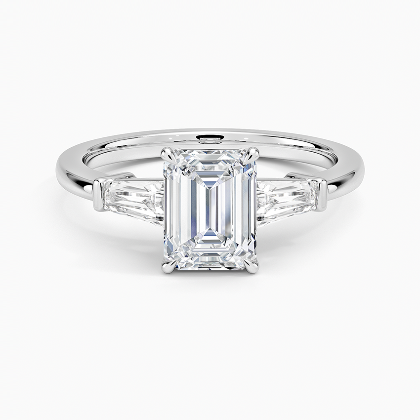 Symphony Double Prong Three Stone Diamond Ring (1/2 ct. tw.) Platinum Emerald Engagement Ring