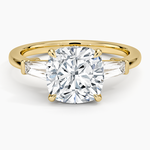Symphony Tapered Baguette Three Stone Diamond Ring (1/2 ct. tw.) Yellow Gold 18k Cushion Engagement Ring