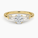 Symphony Tapered Baguette Three Stone Diamond Ring (1/2 ct. tw.) Yellow Gold 18k Oval Engagement Ring