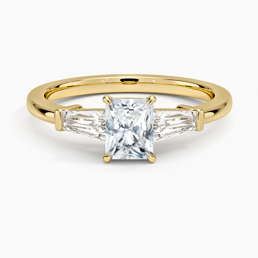 Symphony Tapered Baguette Three Stone Diamond Ring (1/2 ct. tw.) Yellow Gold 18k Radiant Engagement Ring