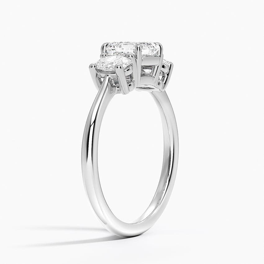 Oval-Cut Three Stone Diamond Ring (1/2 ct. tw.) Platinum Asscher Engagement Ring