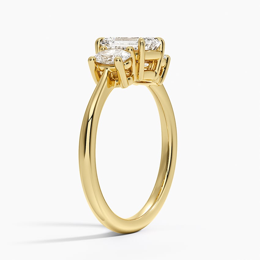 Oval-Cut Three Stone Diamond Ring (1/2 ct. tw.) Yellow Gold 18k Emerald Engagement Ring