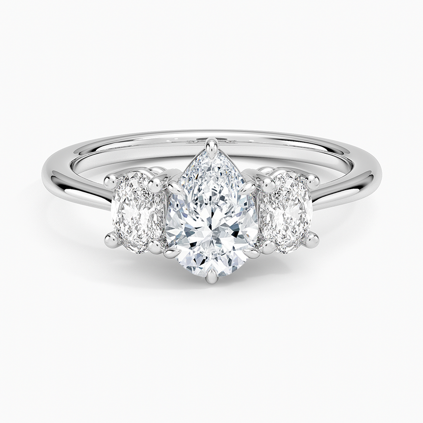Oval-Cut Three Stone Diamond Ring (1/2 ct. tw.) Platinum Pear Engagement Ring
