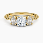 Oval-Cut Three Stone Diamond Ring (1/2 ct. tw.) Yellow Gold 18k Cushion Engagement Ring