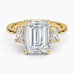 Oval-Cut Three Stone Diamond Ring (1/2 ct. tw.) Yellow Gold 18k Emerald Engagement Ring