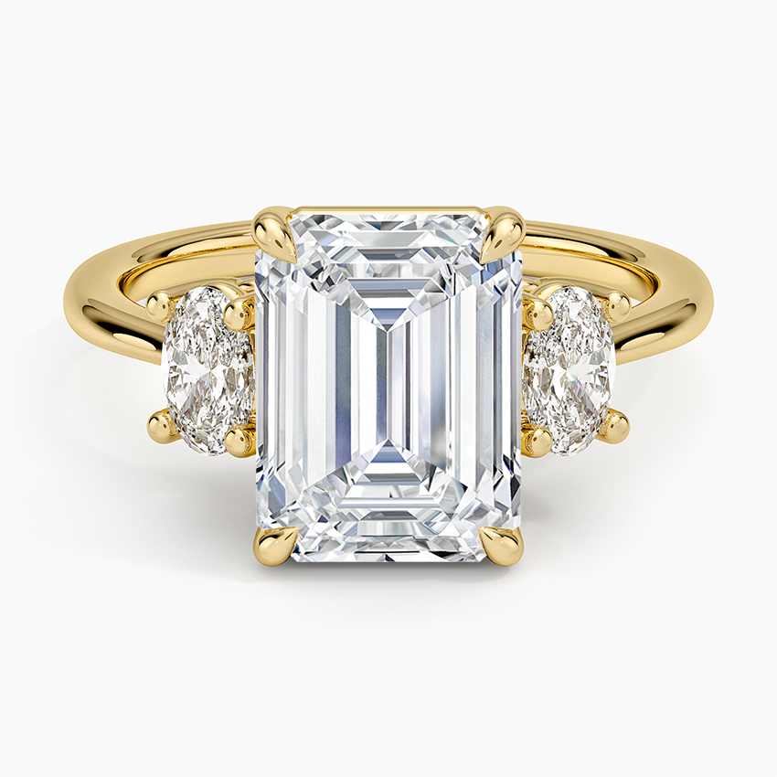 Oval-Cut Three Stone Diamond Ring (1/2 ct. tw.) Yellow Gold 18k Emerald Engagement Ring