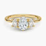 Oval-Cut Three Stone Diamond Ring (1/2 ct. tw.) Yellow Gold 18k Pear Engagement Ring