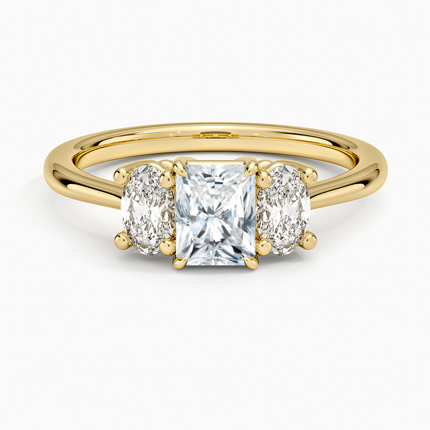 Oval-Cut Three Stone Diamond Ring (1/2 ct. tw.) Yellow Gold 18k Radiant Engagement Ring