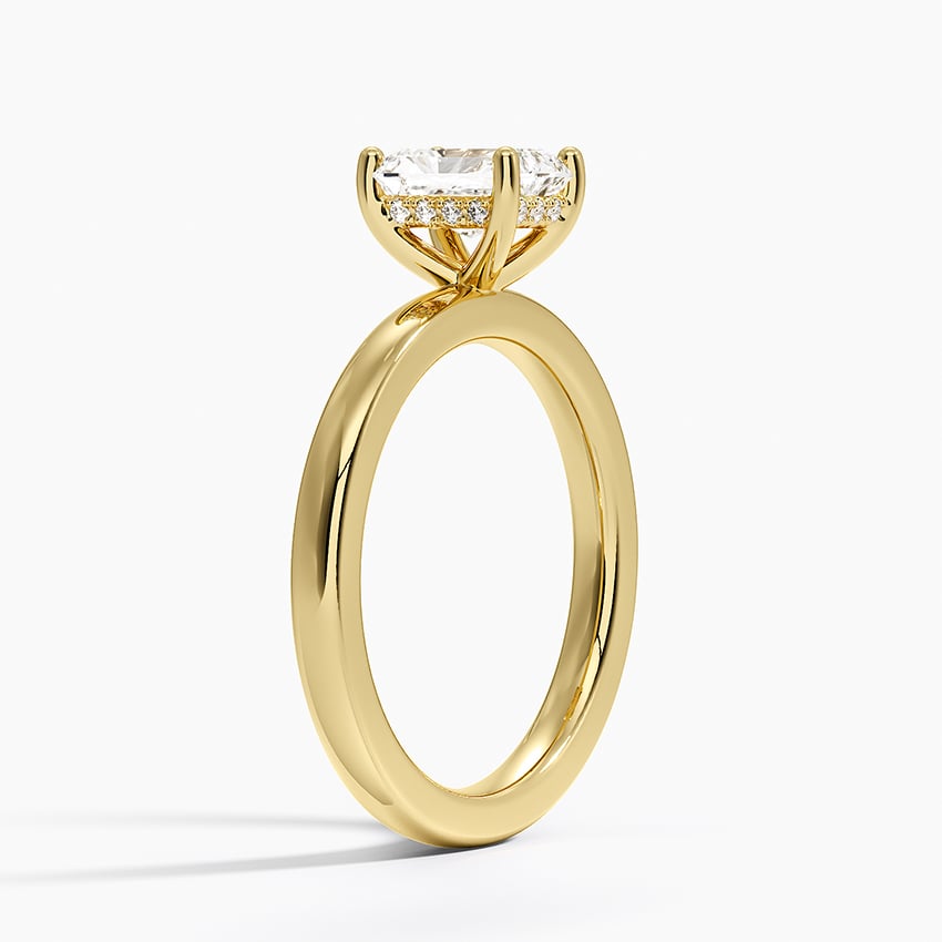 Sydney Perfect Fit Hidden Halo 2mm Diamond Ring Yellow Gold 18k Radiant Engagement Ring