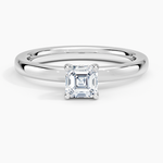 Sydney Perfect Fit Hidden Halo 2mm Diamond Ring Platinum Asscher Engagement Ring