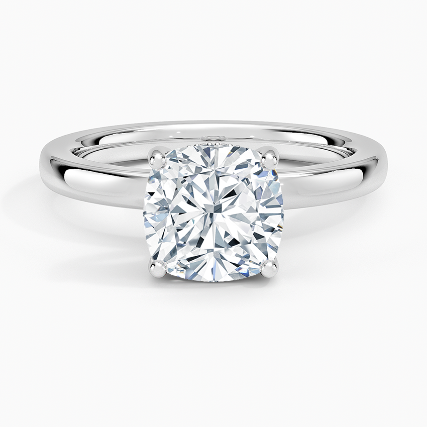 Sydney Perfect Fit Hidden Halo 2mm Diamond Ring Platinum Cushion Engagement Ring