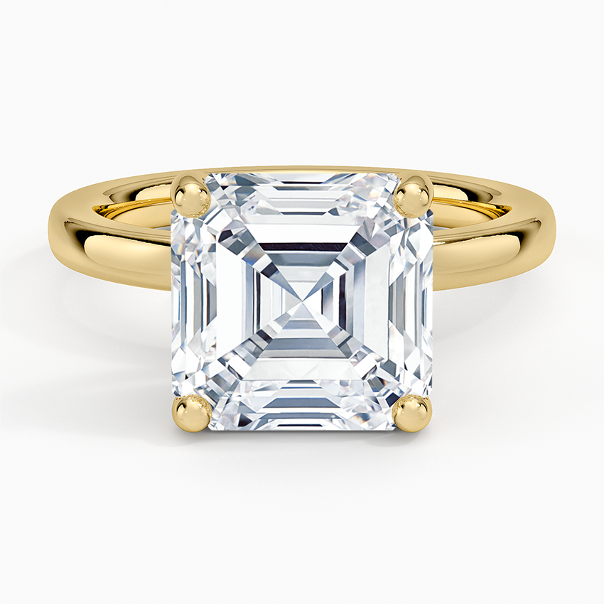 Sydney Perfect Fit Hidden Halo 2mm Diamond Ring Yellow Gold 18k Asscher Engagement Ring