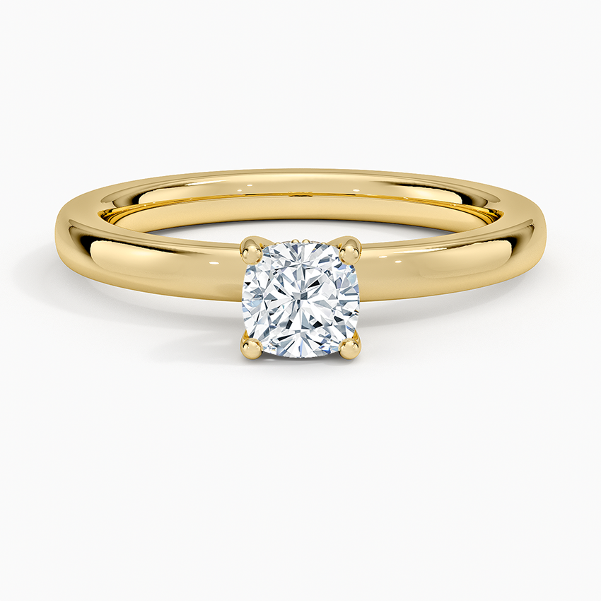 Sydney Perfect Fit Hidden Halo 2mm Diamond Ring Yellow Gold 18k Cushion Engagement Ring