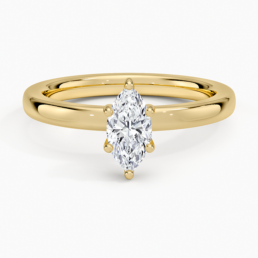Sydney Perfect Fit Hidden Halo 2mm Diamond Ring Yellow Gold 18k Marquise Engagement Ring