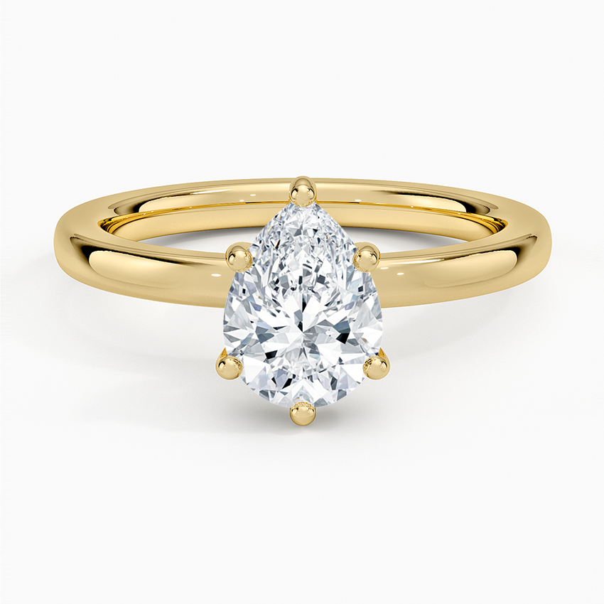 Sydney Perfect Fit Hidden Halo 2mm Diamond Ring Yellow Gold 18k Pear Engagement Ring