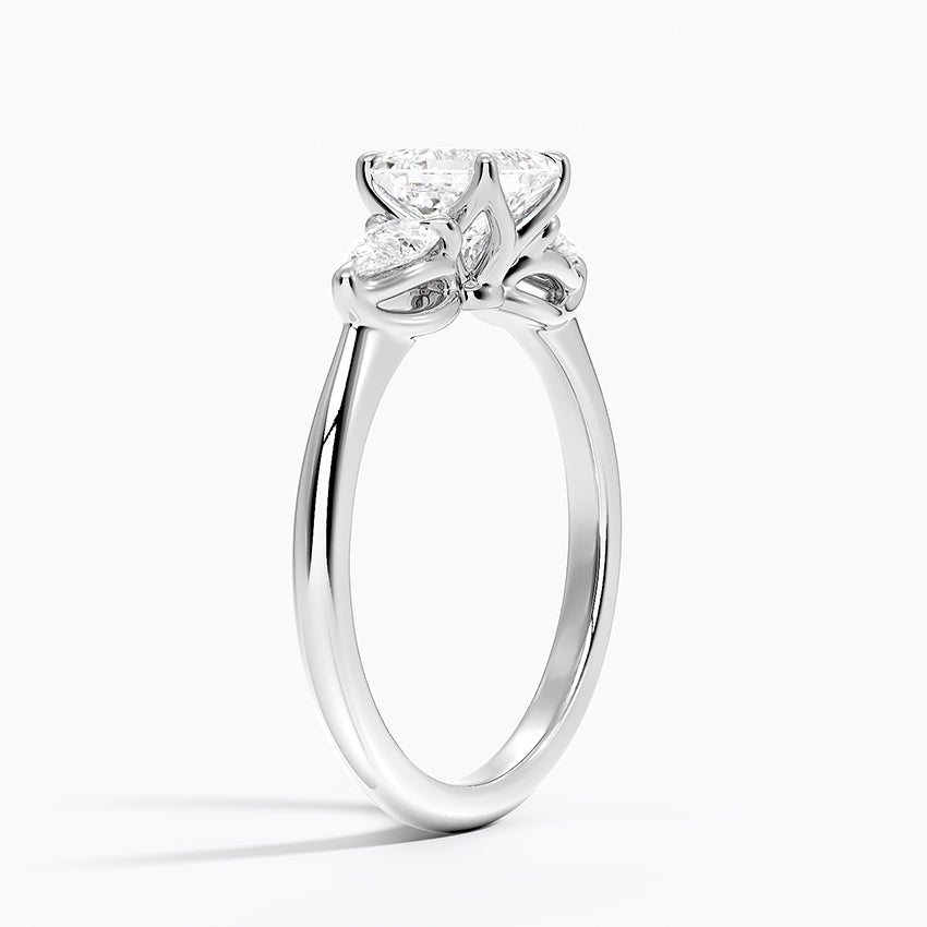 Fleur Three Stone Diamond Ring Platinum Asscher Engagement Ring