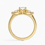 Fleur Three Stone Diamond Ring Yellow Gold 18k Emerald Engagement Ring