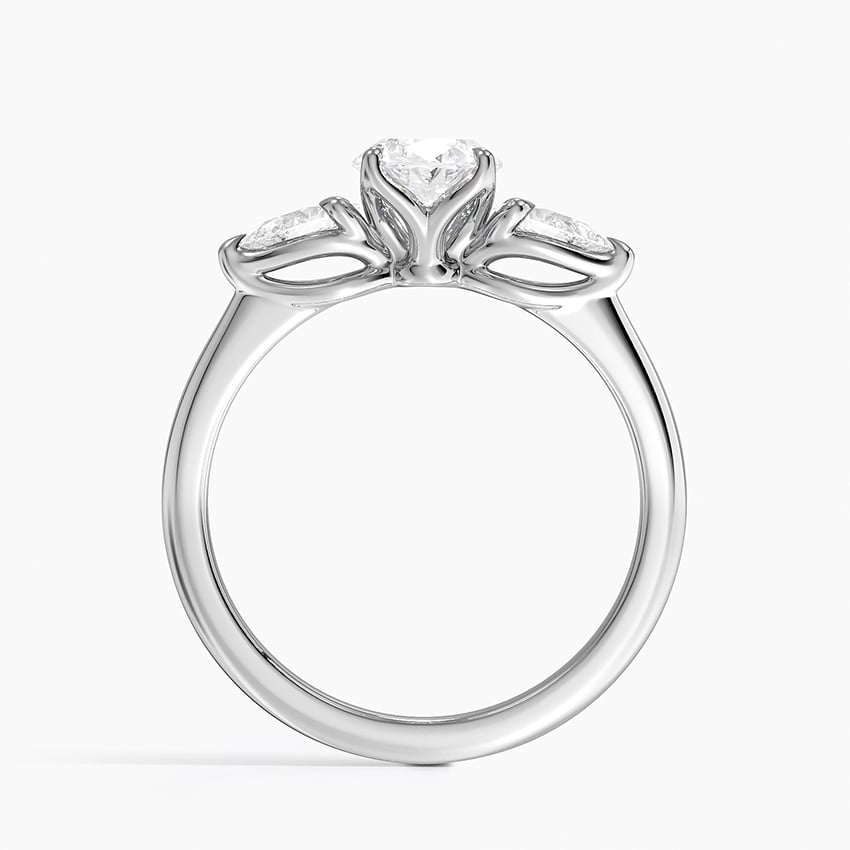 Fleur Three Stone Diamond Ring Platinum Oval Engagement Ring