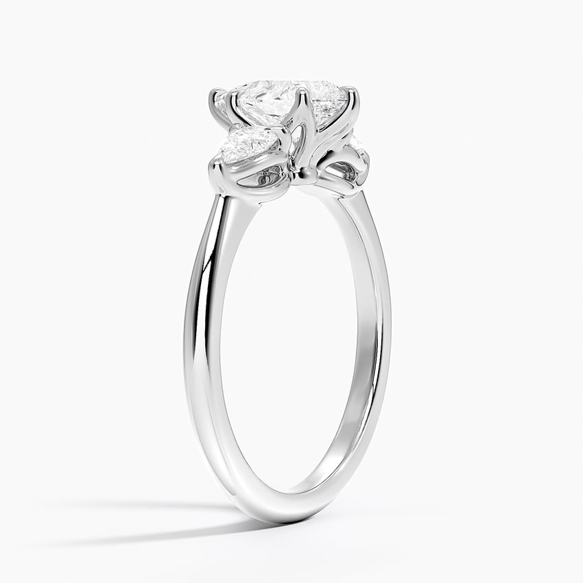 Fleur Three Stone Diamond Ring Platinum Pear Engagement Ring