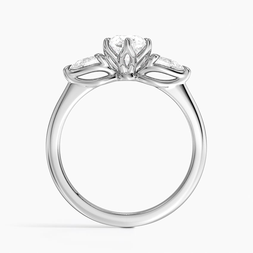Fleur Three Stone Diamond Ring Platinum Pear Engagement Ring