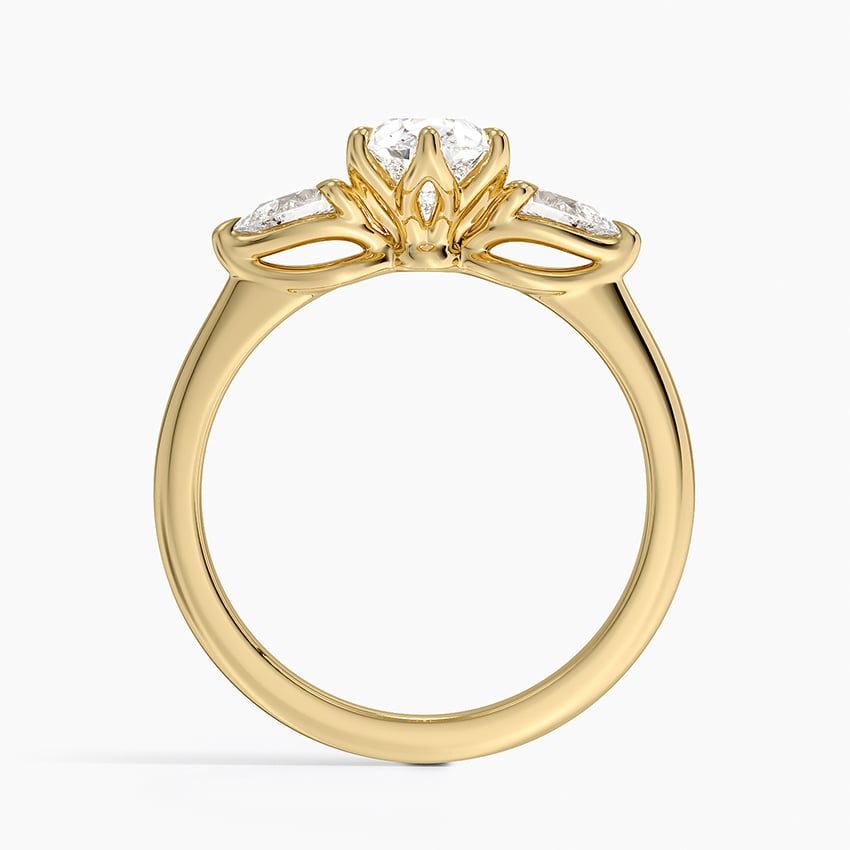 Fleur Three Stone Diamond Ring Yellow Gold 18k Pear Engagement Ring