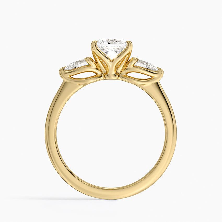 Fleur Three Stone Diamond Ring Yellow Gold 18k Princess Engagement Ring