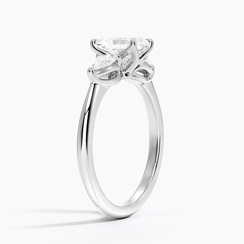 Fleur Three Stone Diamond Ring Platinum Radiant Engagement Ring