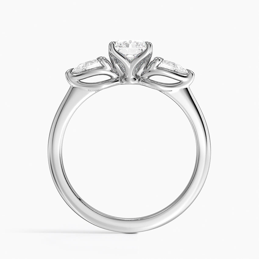 Fleur Three Stone Diamond Ring Platinum Radiant Engagement Ring