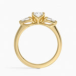 Fleur Three Stone Diamond Ring Yellow Gold 18k Radiant Engagement Ring