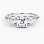 Fleur Three Stone Diamond Ring Platinum Asscher Engagement Ring