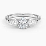 Fleur Three Stone Diamond Ring Platinum Oval Engagement Ring