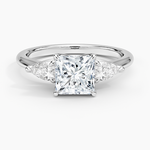 Fleur Three Stone Diamond Ring Platinum Princess Engagement Ring