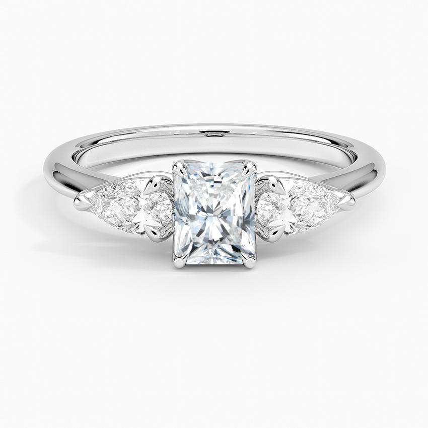 Fleur Three Stone Diamond Ring Platinum Radiant Engagement Ring