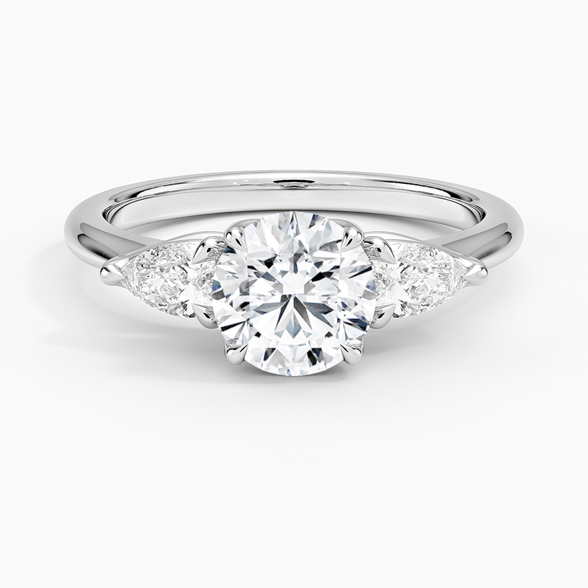 Fleur Three Stone Diamond Ring Platinum Round Engagement Ring