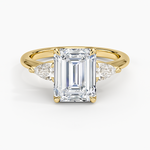 Fleur Three Stone Diamond Ring Yellow Gold 18k Emerald Engagement Ring