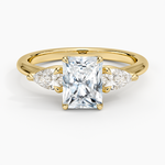 Fleur Three Stone Diamond Ring Yellow Gold 18k Radiant Engagement Ring