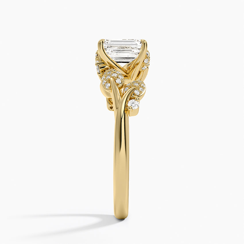 Canopy Diamond Ring Yellow Gold 18k Emerald Engagement Ring