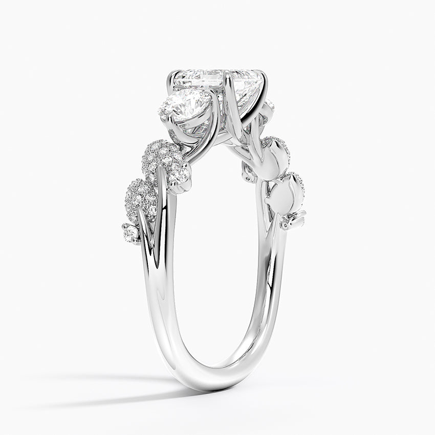 Canopy Three Stone Diamond Ring Platinum Asscher Engagement Ring
