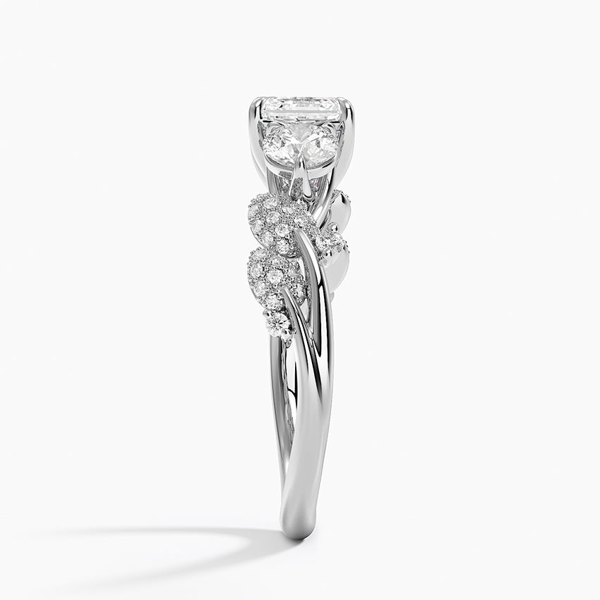 Canopy Three Stone Diamond Ring Platinum Asscher Engagement Ring