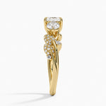 Canopy Three Stone Diamond Ring Yellow Gold 18k Asscher Engagement Ring
