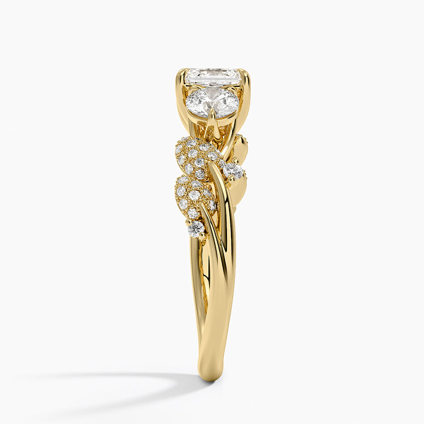 Canopy Three Stone Diamond Ring Yellow Gold 18k Asscher Engagement Ring
