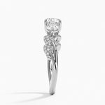 Canopy Three Stone Diamond Ring Platinum Cushion Engagement Ring