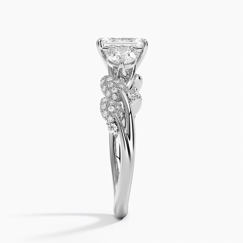 Canopy Three Stone Diamond Ring Platinum Emerald Engagement Ring